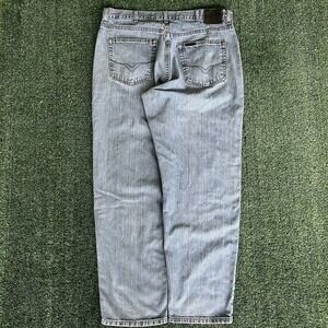 Men's Harley Davidson Motorcycles Straight Leg Light Blue Distressed Jeans 39x31